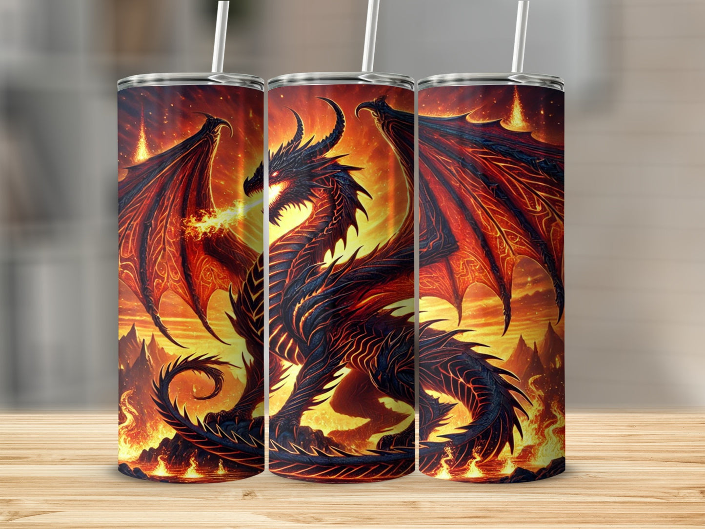 Fiery Dragon Design Tall Insulated Drinking Tumbler