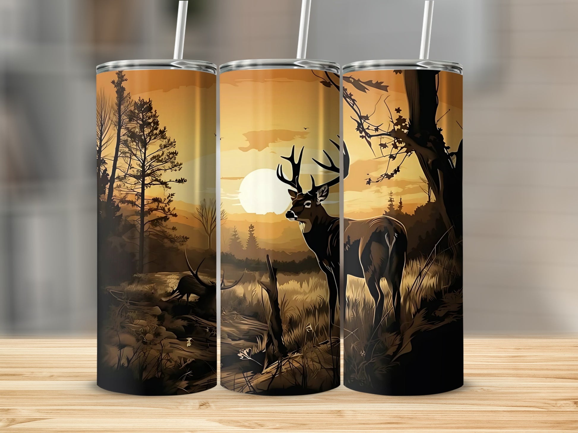 Majestic Deer and Forest Scene Durable Tumbler