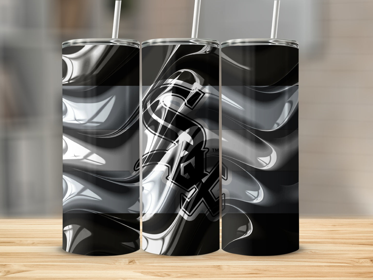 Black and White Chicago Baseball Team Graphic Tumblers