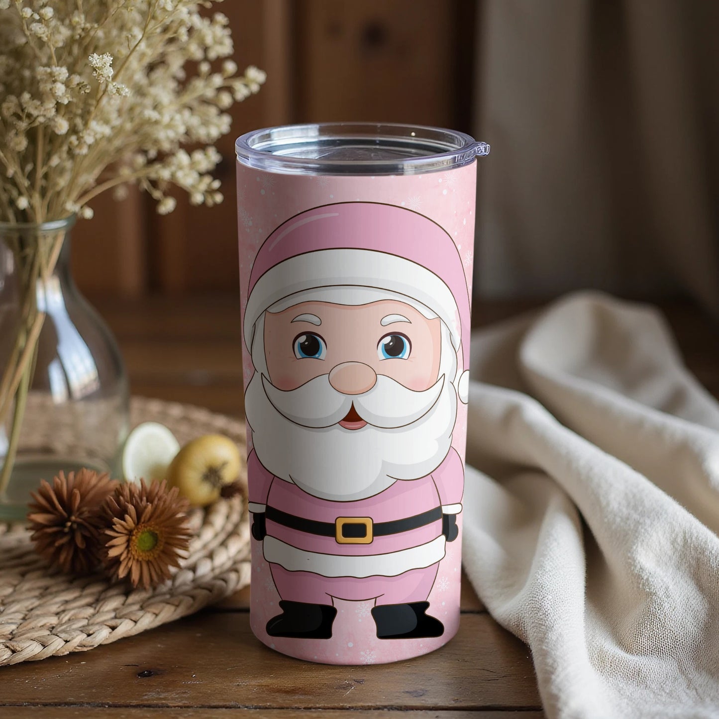 Pink Santa Claus Design Insulated Tumbler Product