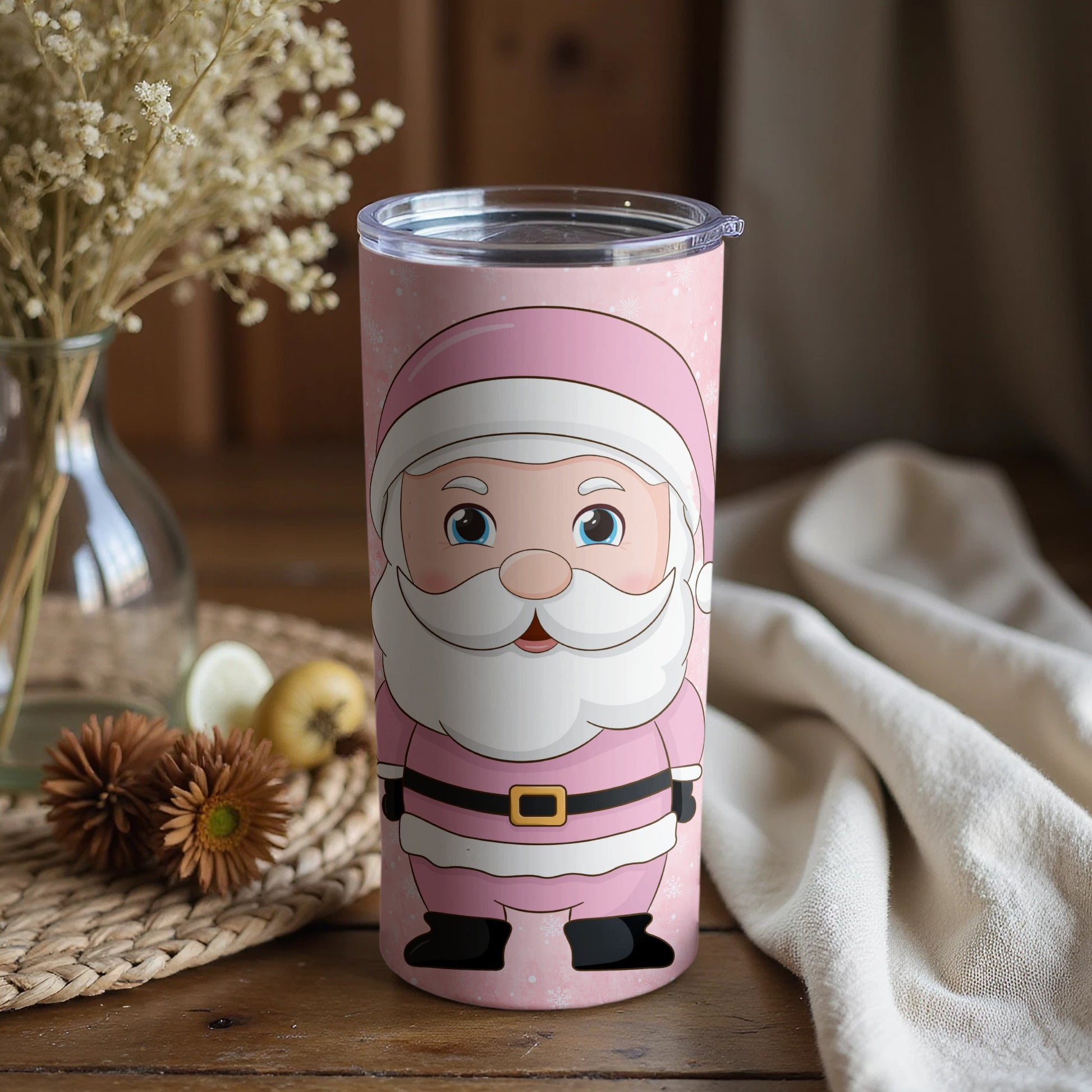 Pink Santa Claus Design Insulated Tumbler Product