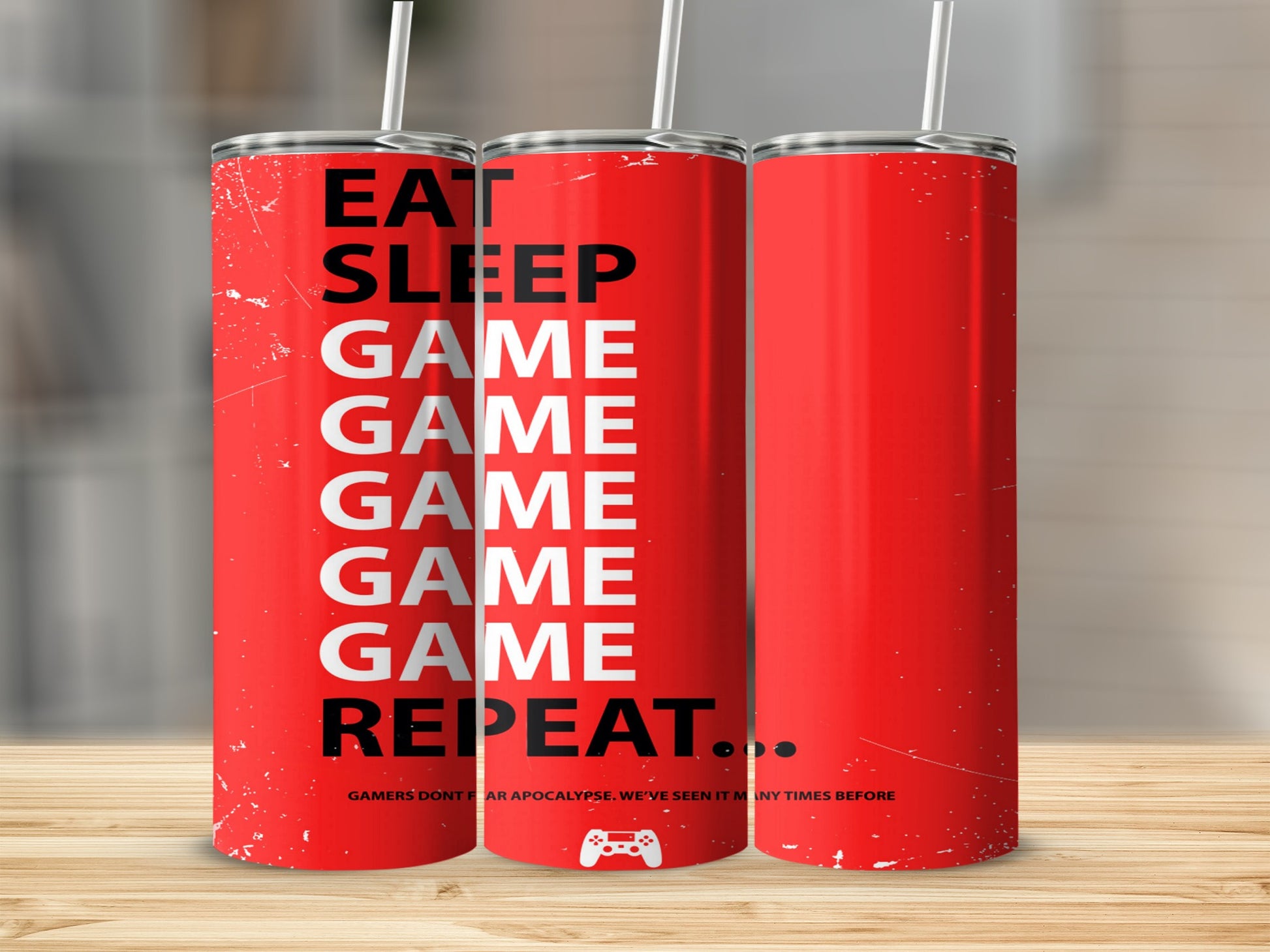 Eat Sleep Game Repeat Red Tumbler for Gamers