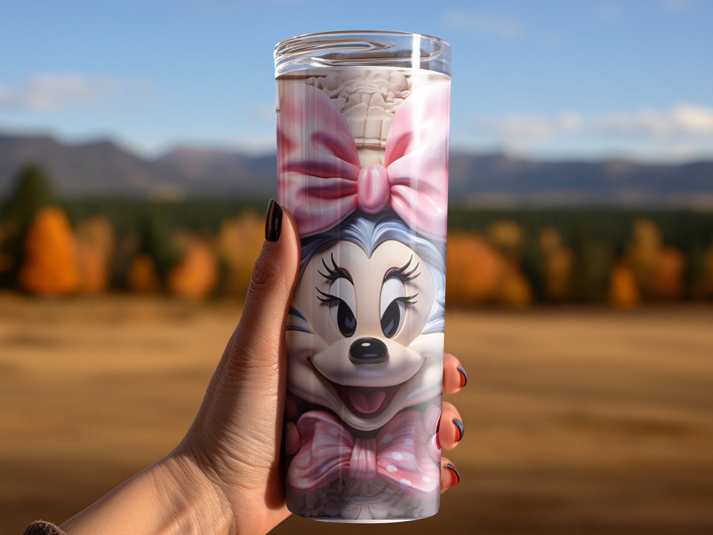 Cute Cartoon Character Pink Bow Travel Tumbler