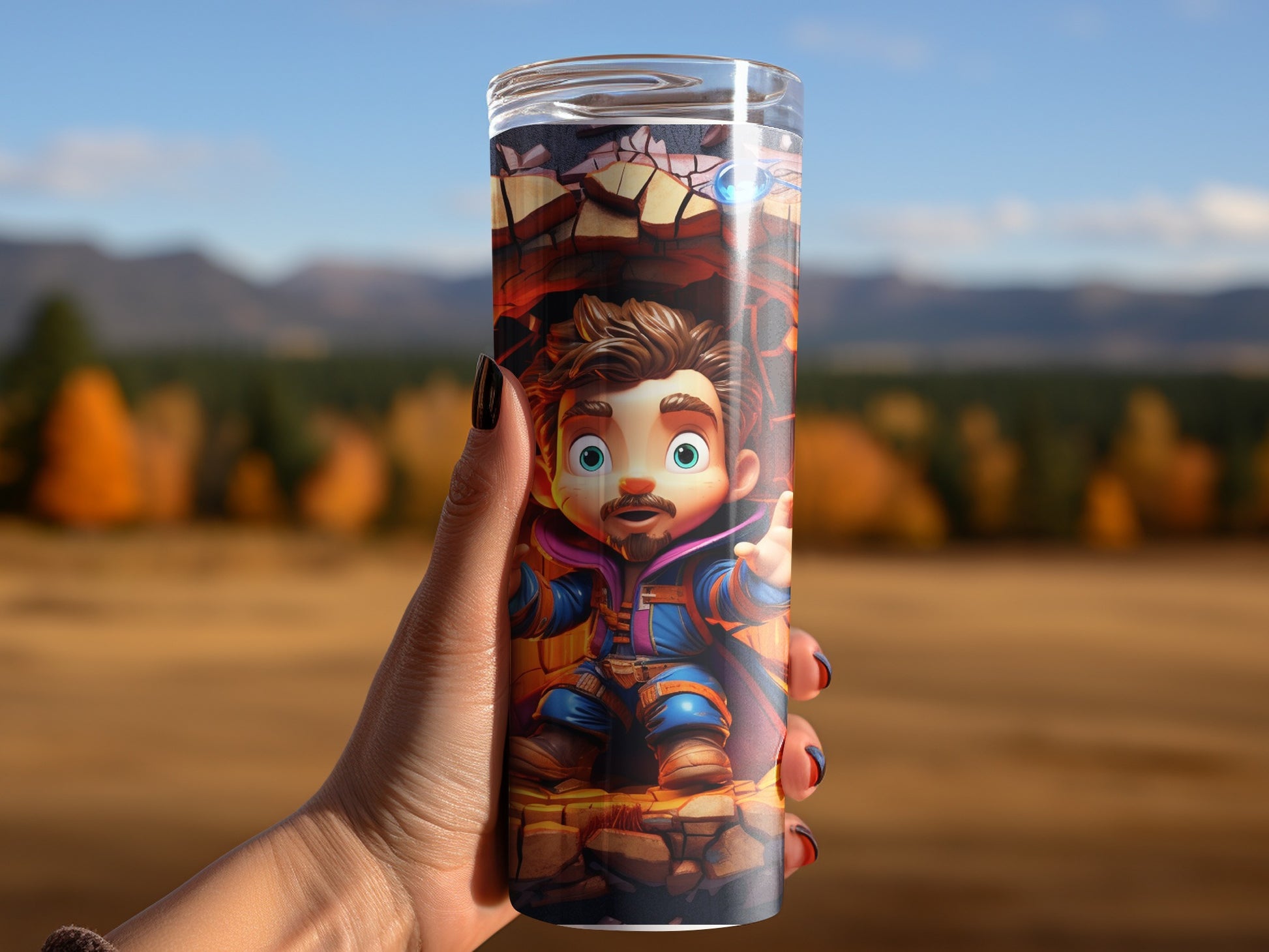 Customizable Tumbler Featuring Scenic Landscape Art