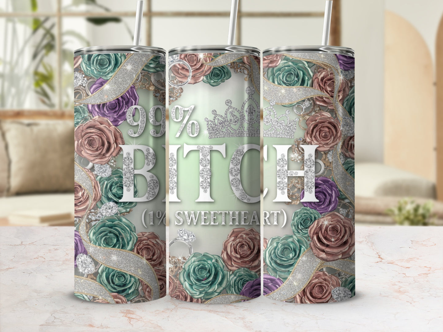 99% Bitch 1% Sweetheart Decorative Tumbler