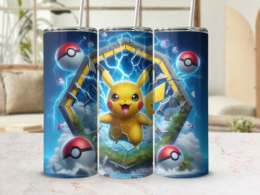Pikachu and PokéBalls Lightning Storm Tumbler