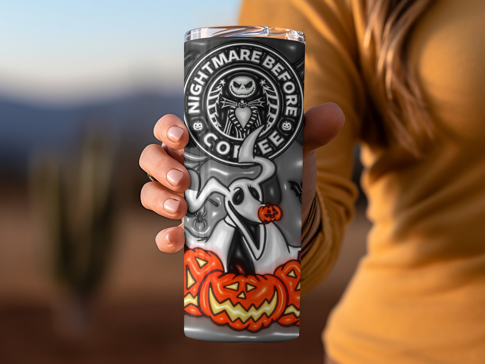 Nightmare Before Coffee Tumbler Halloween Design