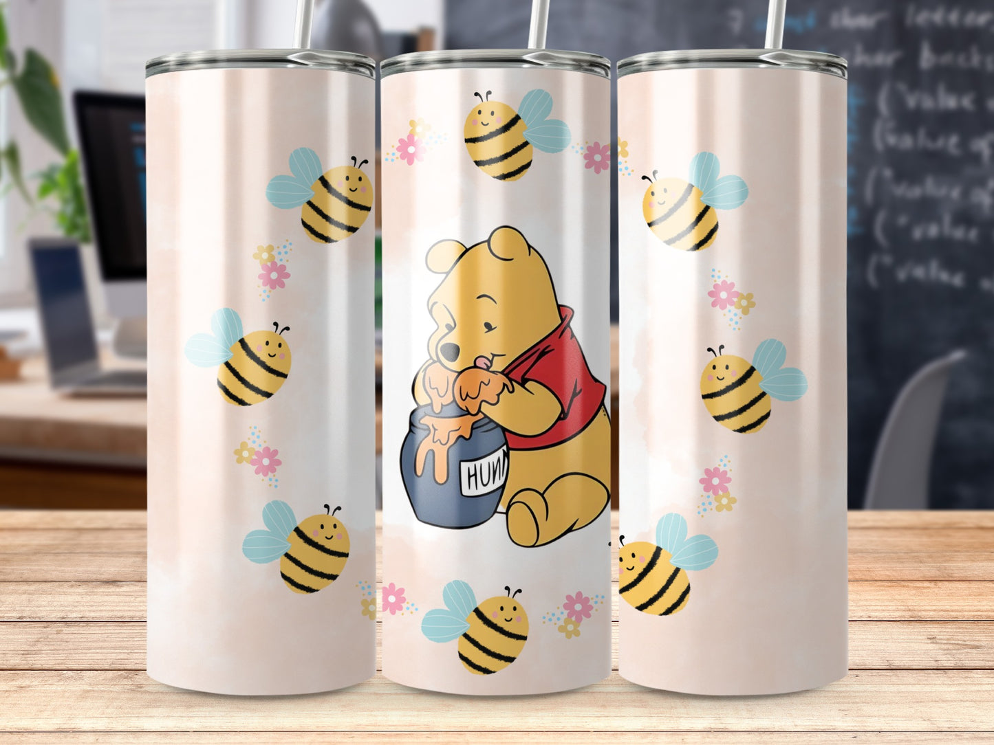 Cute Bear and Bees Design Insulated Tumbler