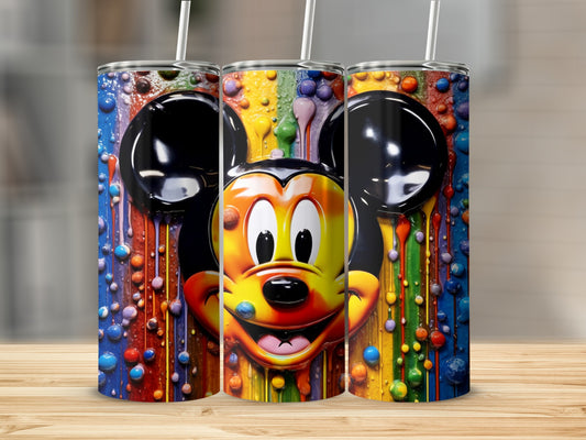 Colorful Dripping Design with Cartoon Character Tumbler