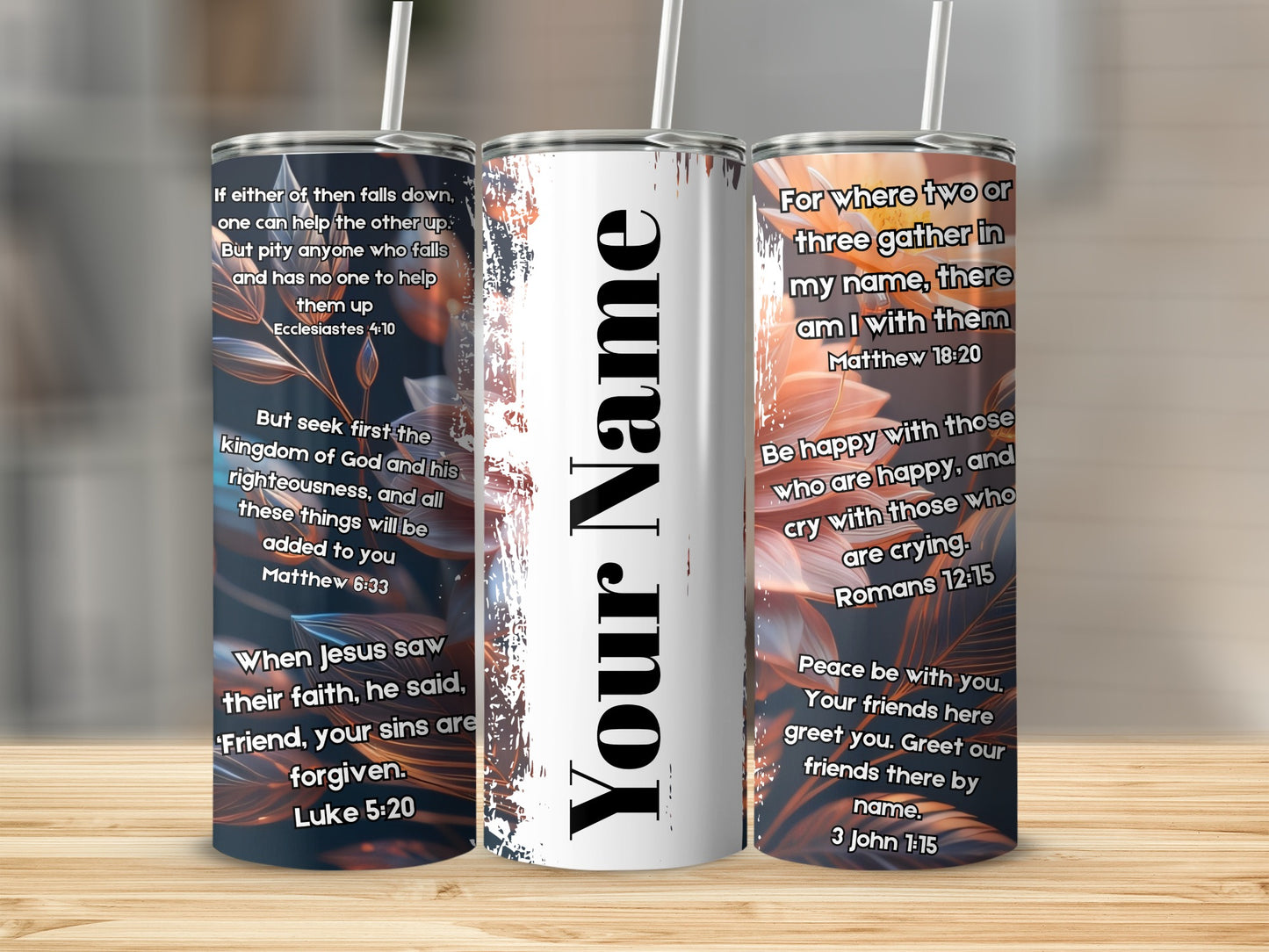 Customized Bible Verses Insulated Tumbler With Straw