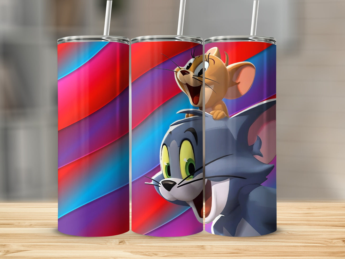 Tom and Jerry Colorful Design Tumbler Set