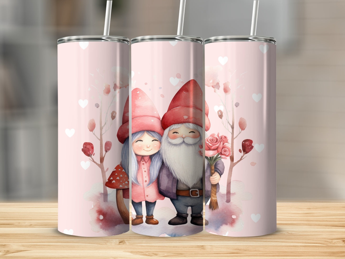 Cute Valentine's Day Gnome Couple Design Tumbler