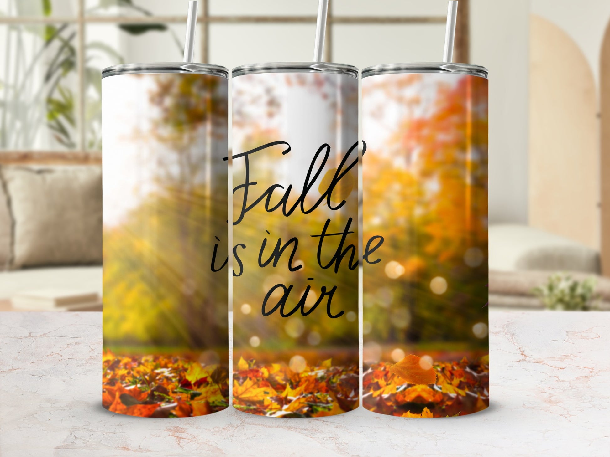 Fall is in the Air Tumbler with Autumn Leaves Design