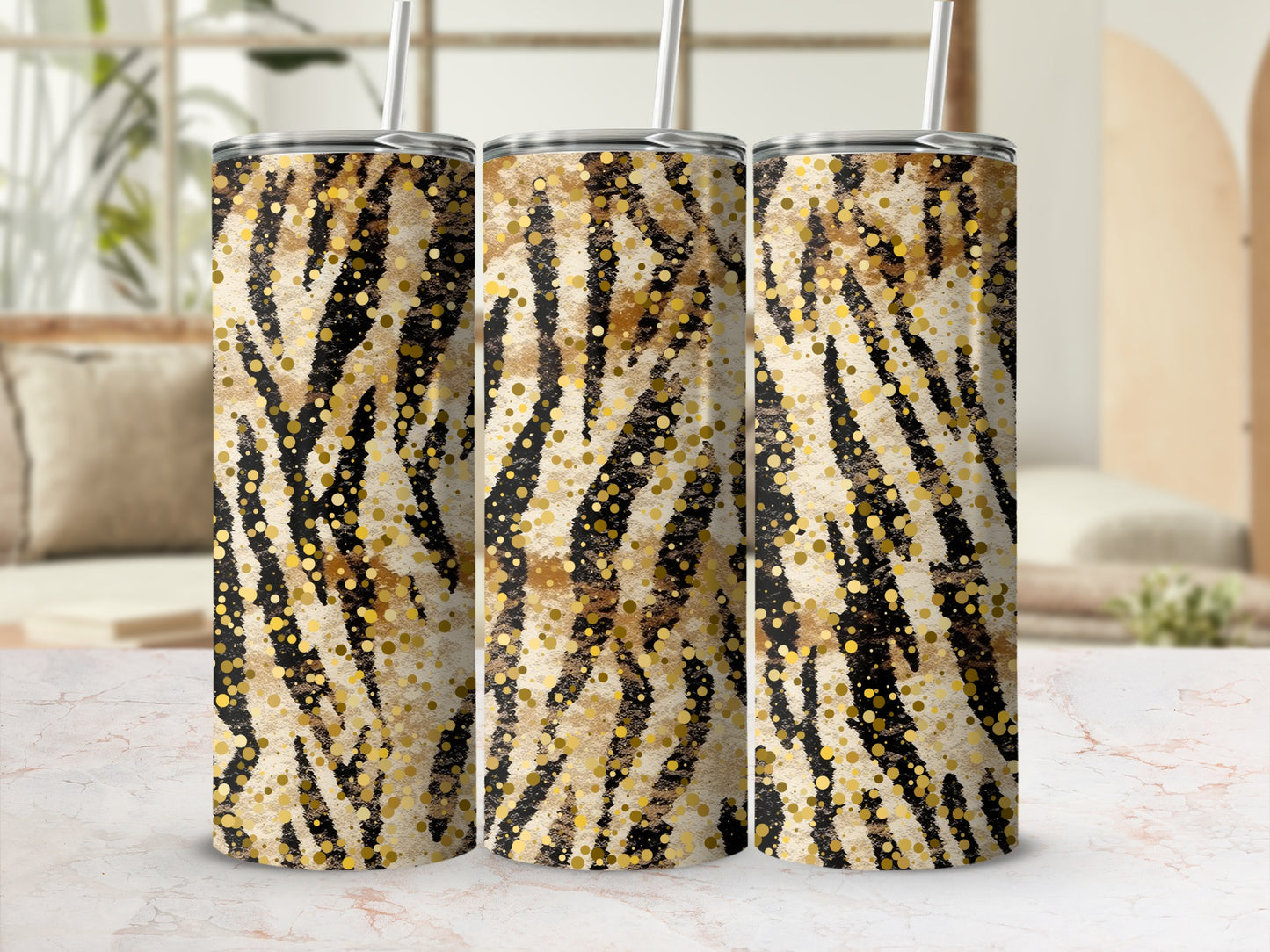 Glitter Zebra Stripe Design Tumbler for Stylish Beverage Holder