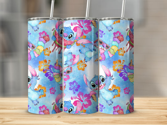 Vibrant Cartoon Character Floral Pattern Tumbler Product
