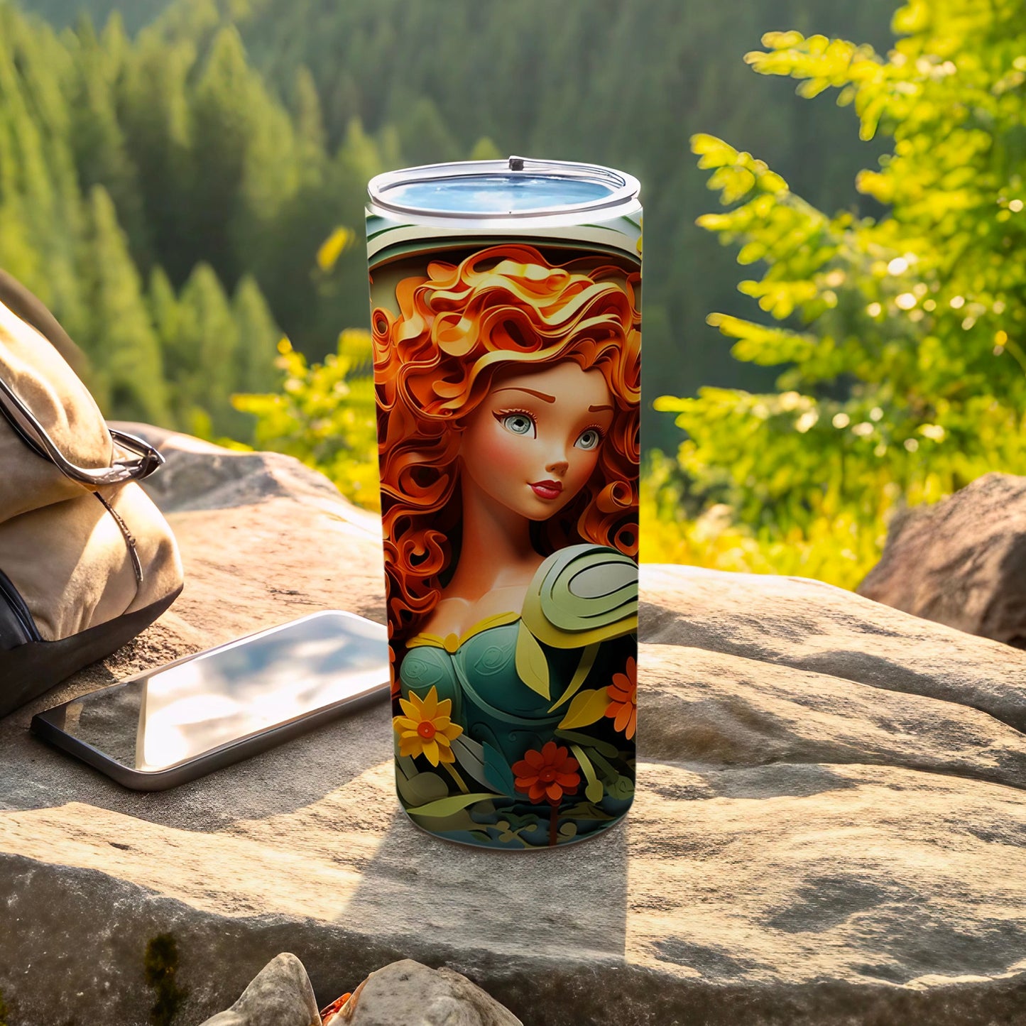 Enchanting Redheaded Forest Princess Tumbler Cup