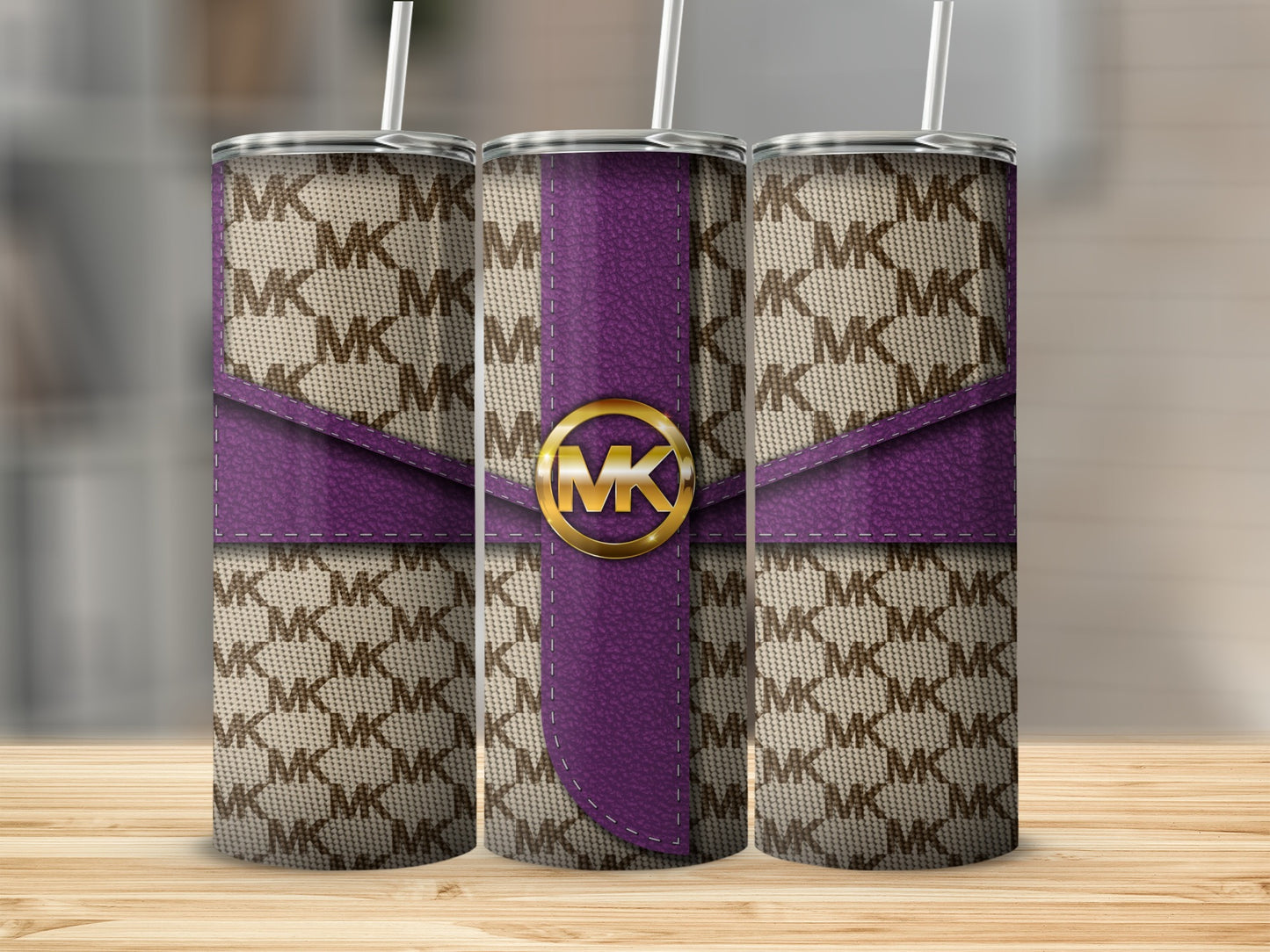 Stylish Purple and Brown MK Branded Tumbler Product