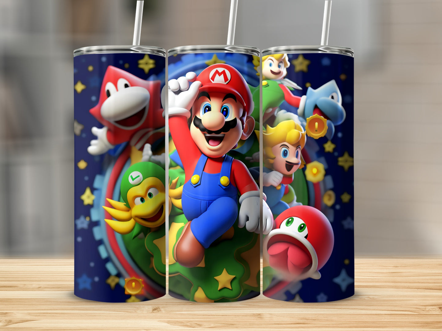 Colorful Mario Characters Design Tumbler Cup