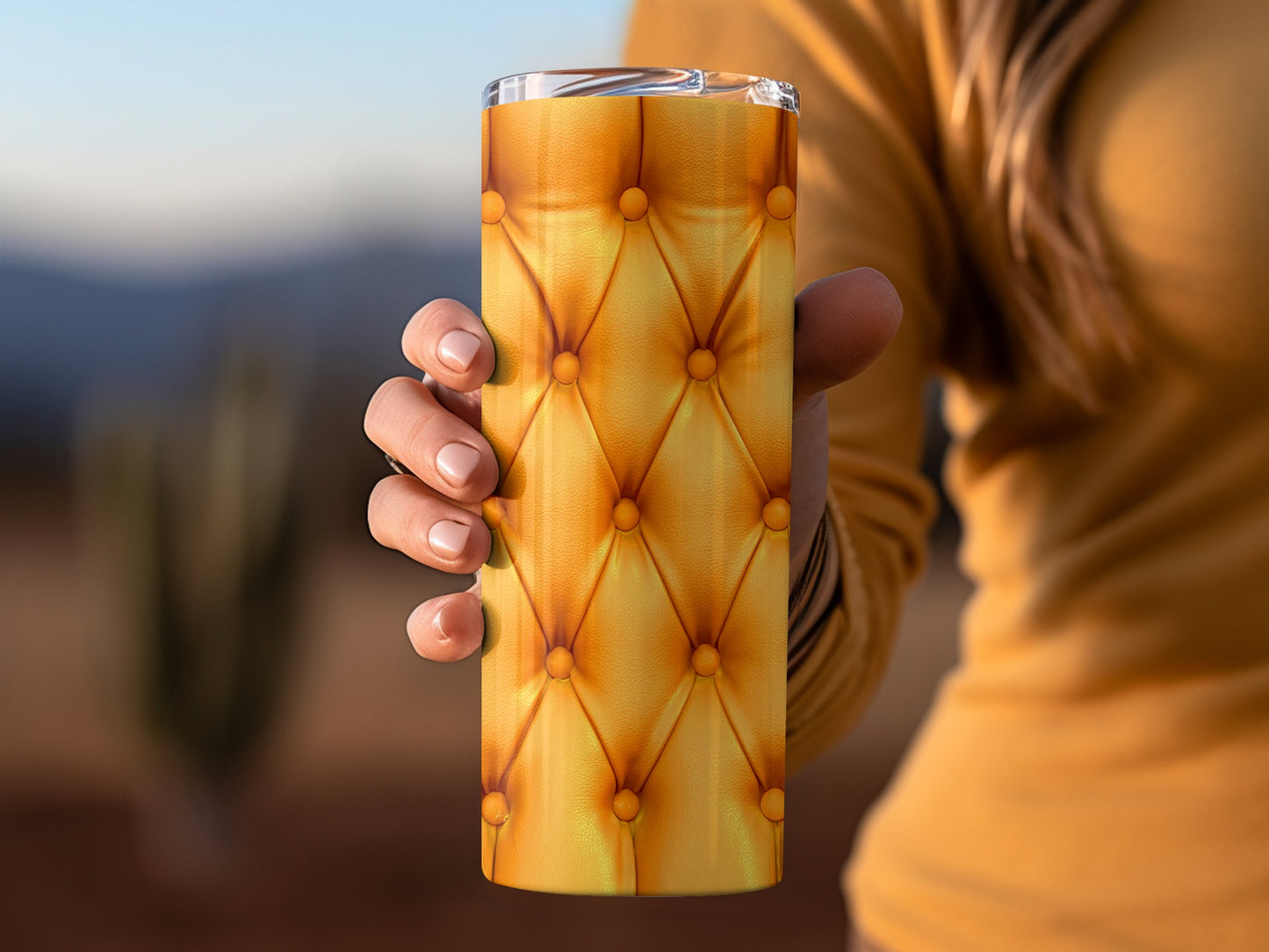 Golden Tufted Design Geometric Pattern Gold Tumblers