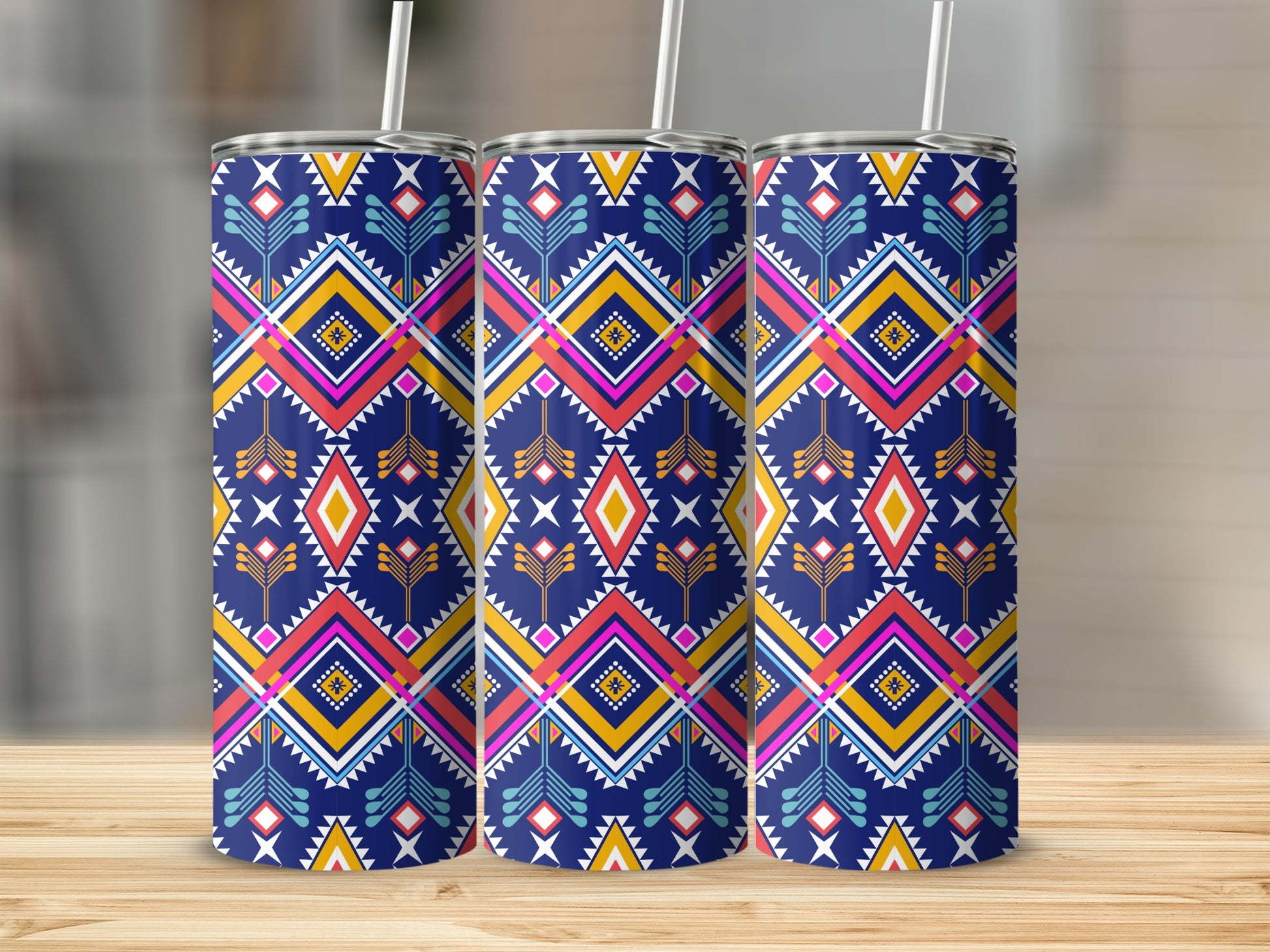 Vibrant Geometric Pattern Insulated Tumbler Product