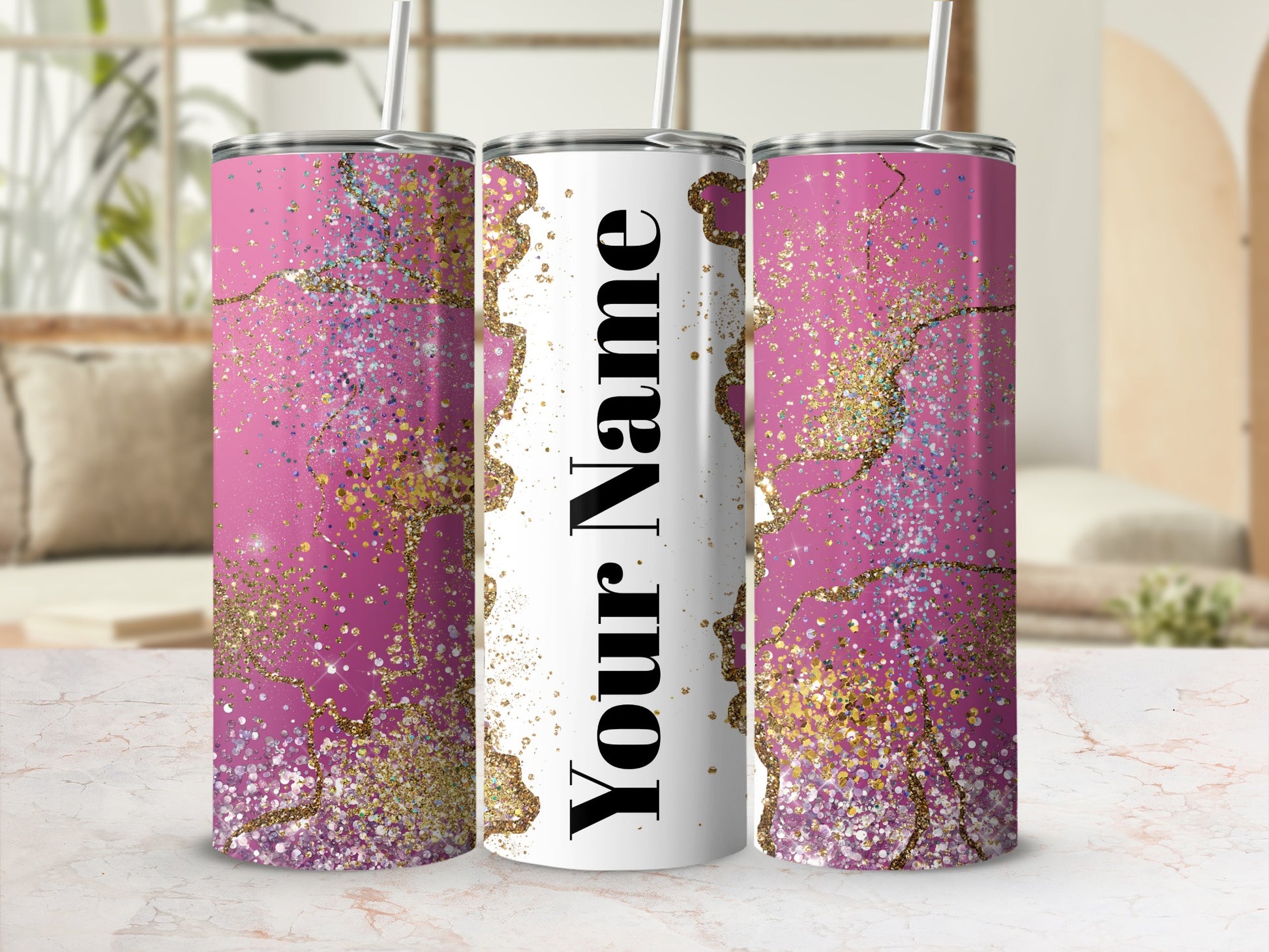 Personalized Glitter Tumbler Your Name Custom Cup