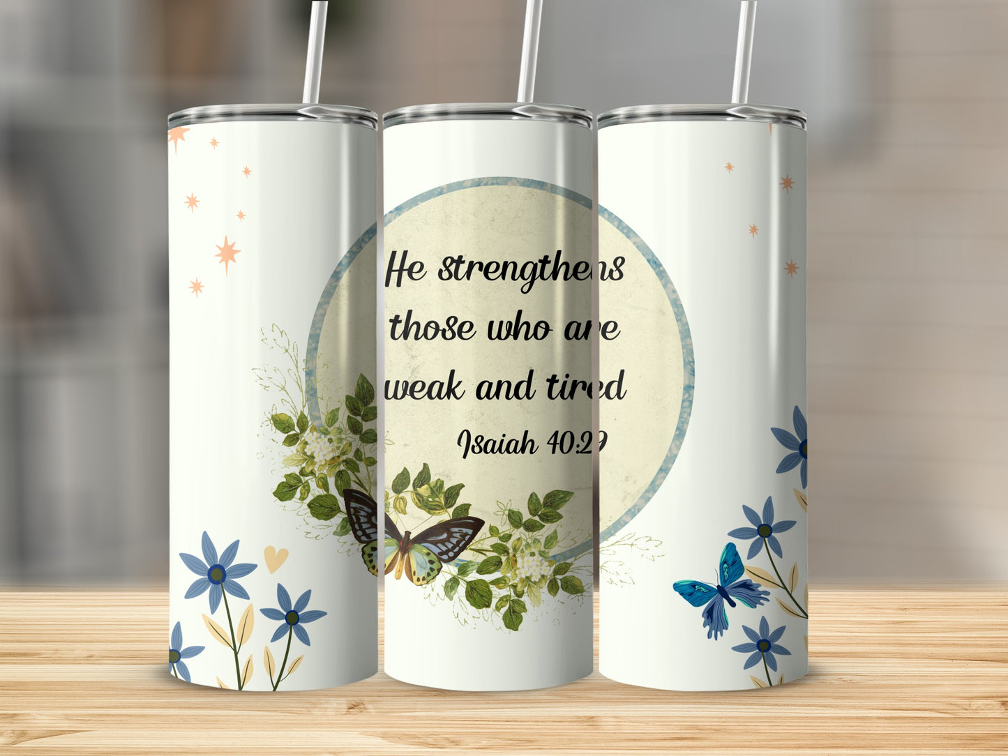 Inspirational Isaiah 40:29 Tumbler for Daily Motivation