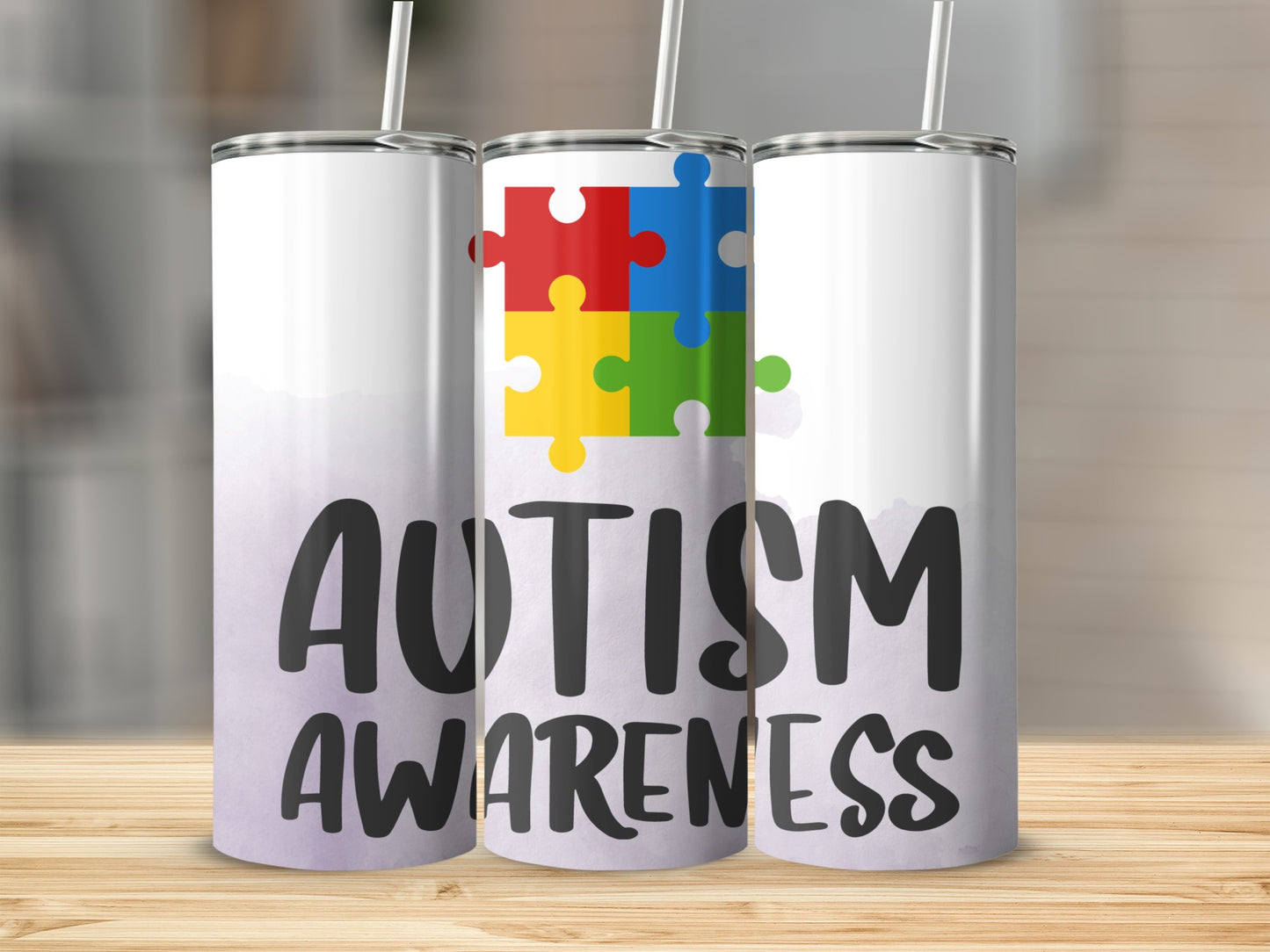 Autism Awareness Puzzle Piece Design Tumbler