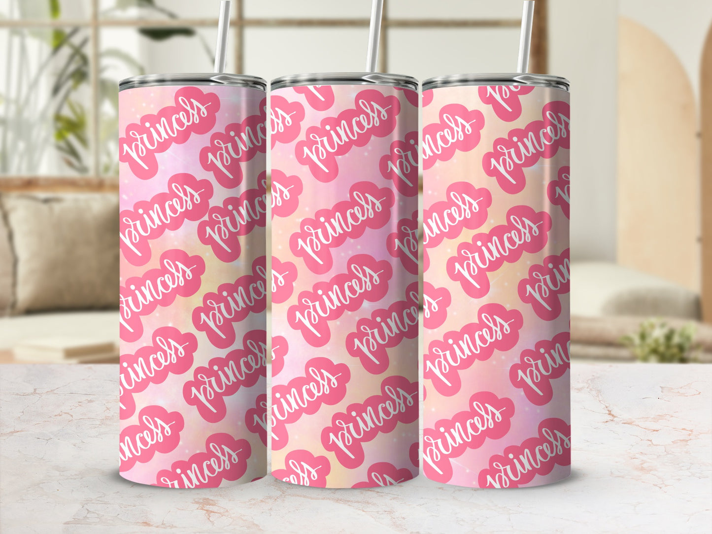 Pink Princess Graphic Design Travel Tumbler