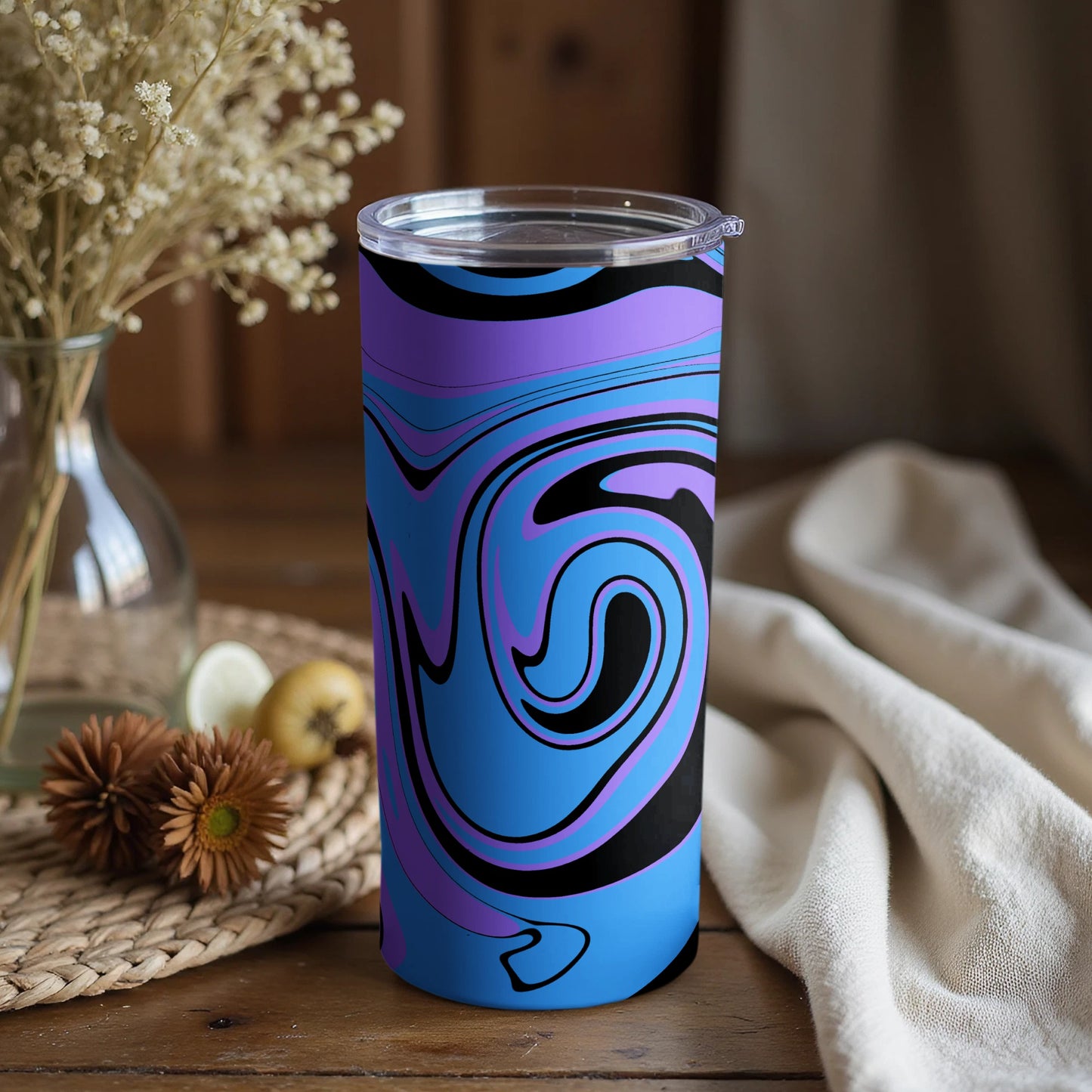 Blue and Purple Swirl Design Insulated Tumbler