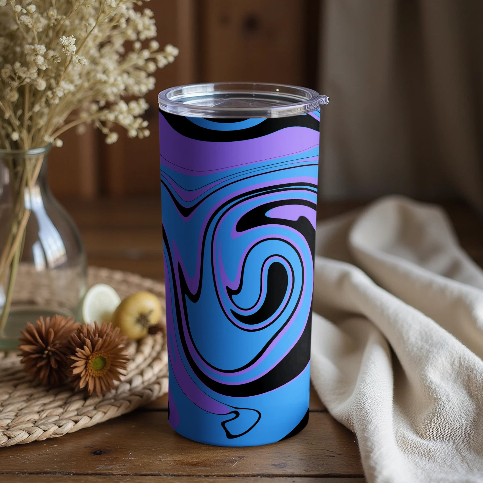 Blue and Purple Swirl Design Insulated Tumbler