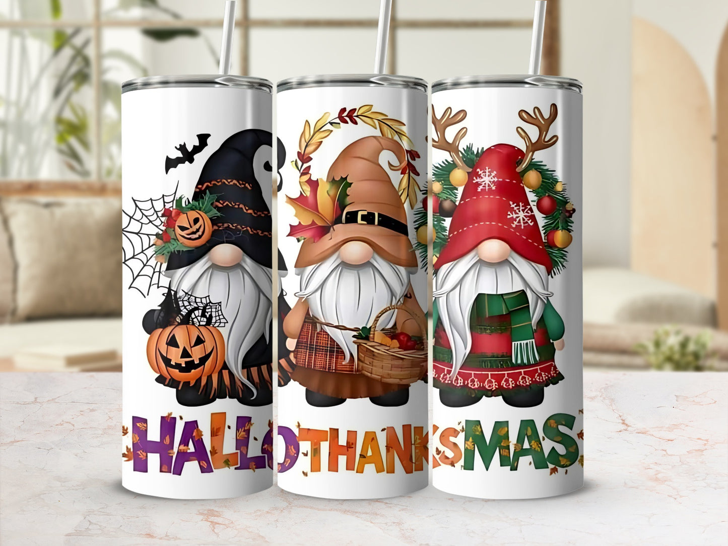 Halloween Thanksgiving Christmas Gnome Tumblers