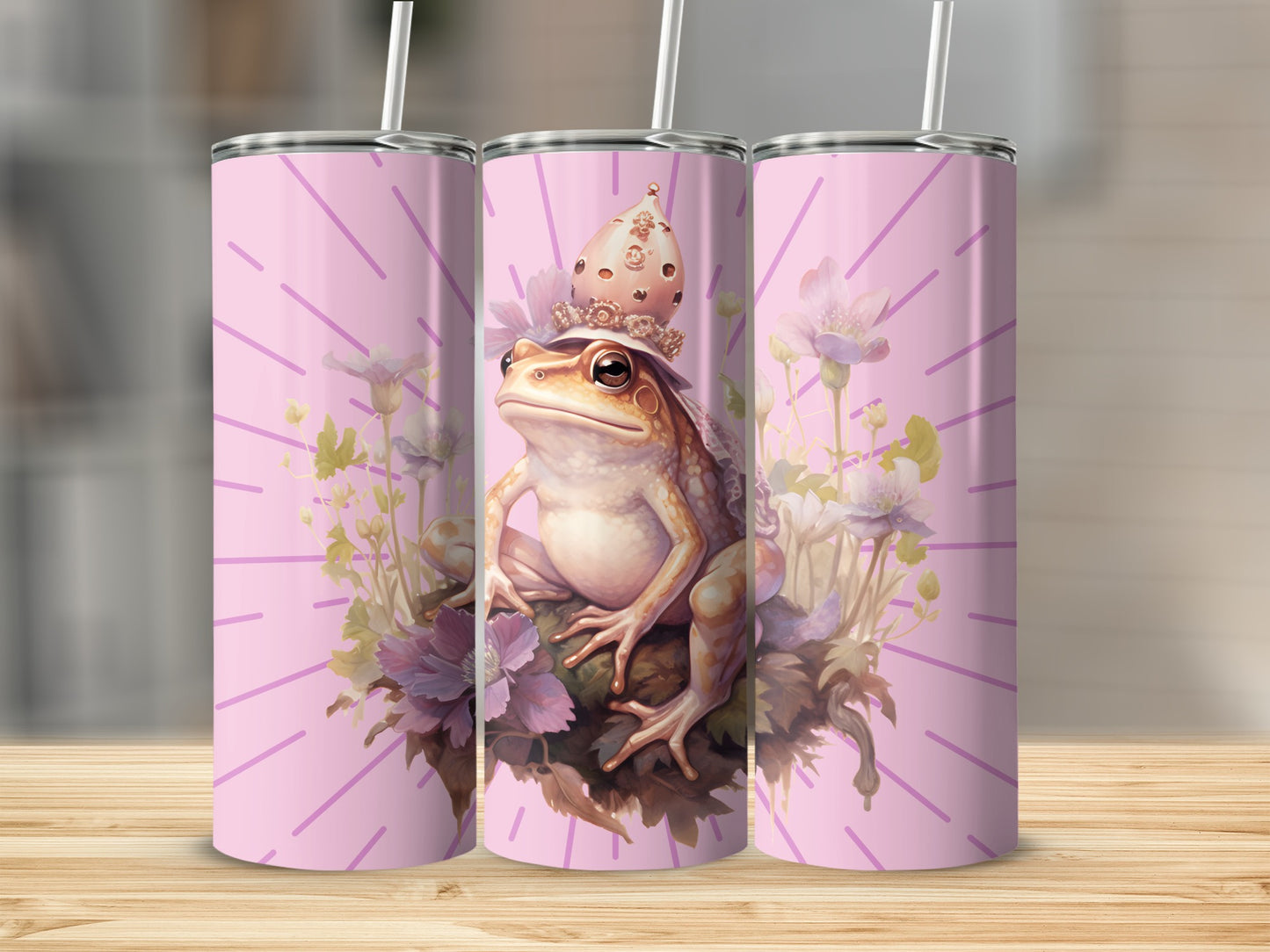 Glamorous Toad with Crown on Pink Background tumbler