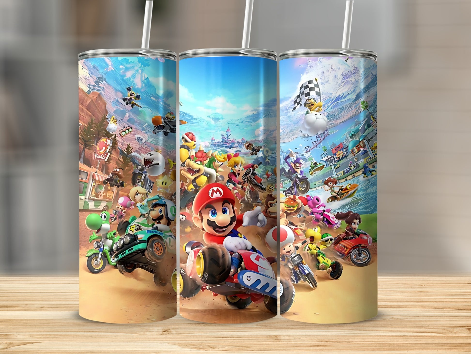 Mario Kart Characters Racing Scene Tumbler