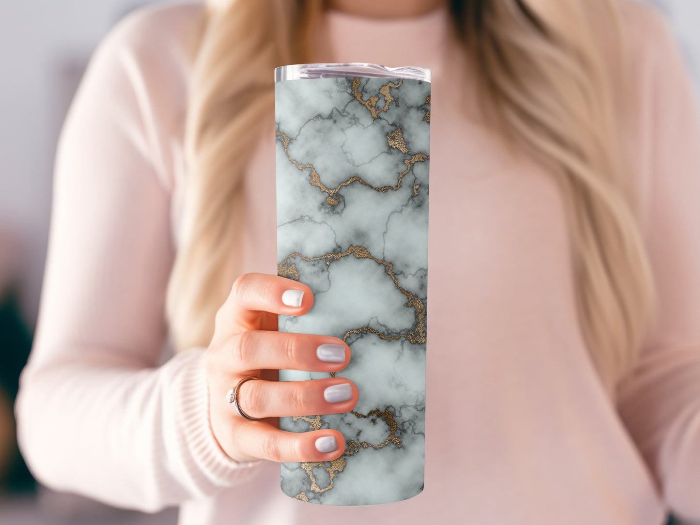 Marble Texture with Gold Lines Premium Look for You Tumblers