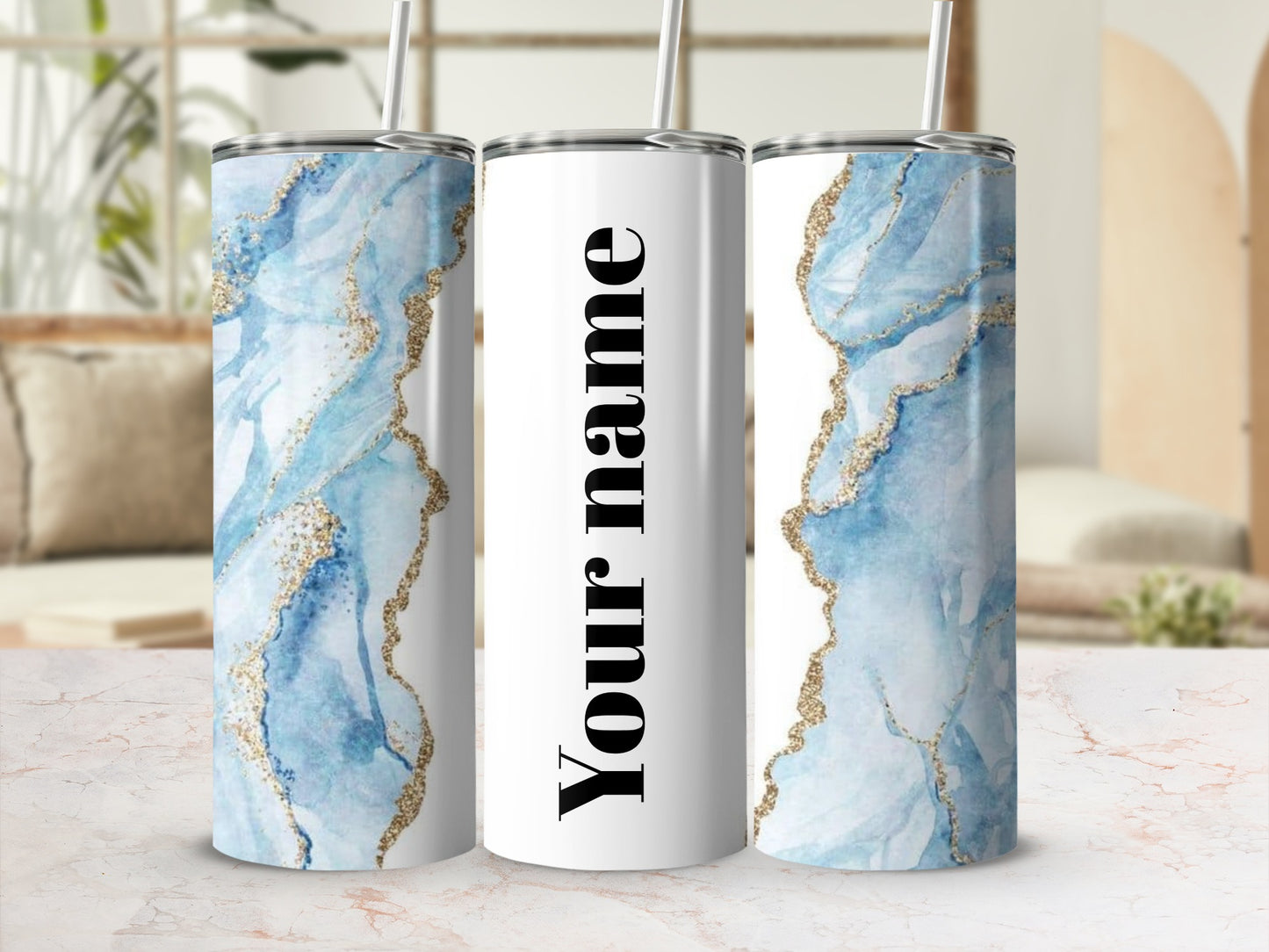 Customizable Blue Marble Your Name Tumbler Product