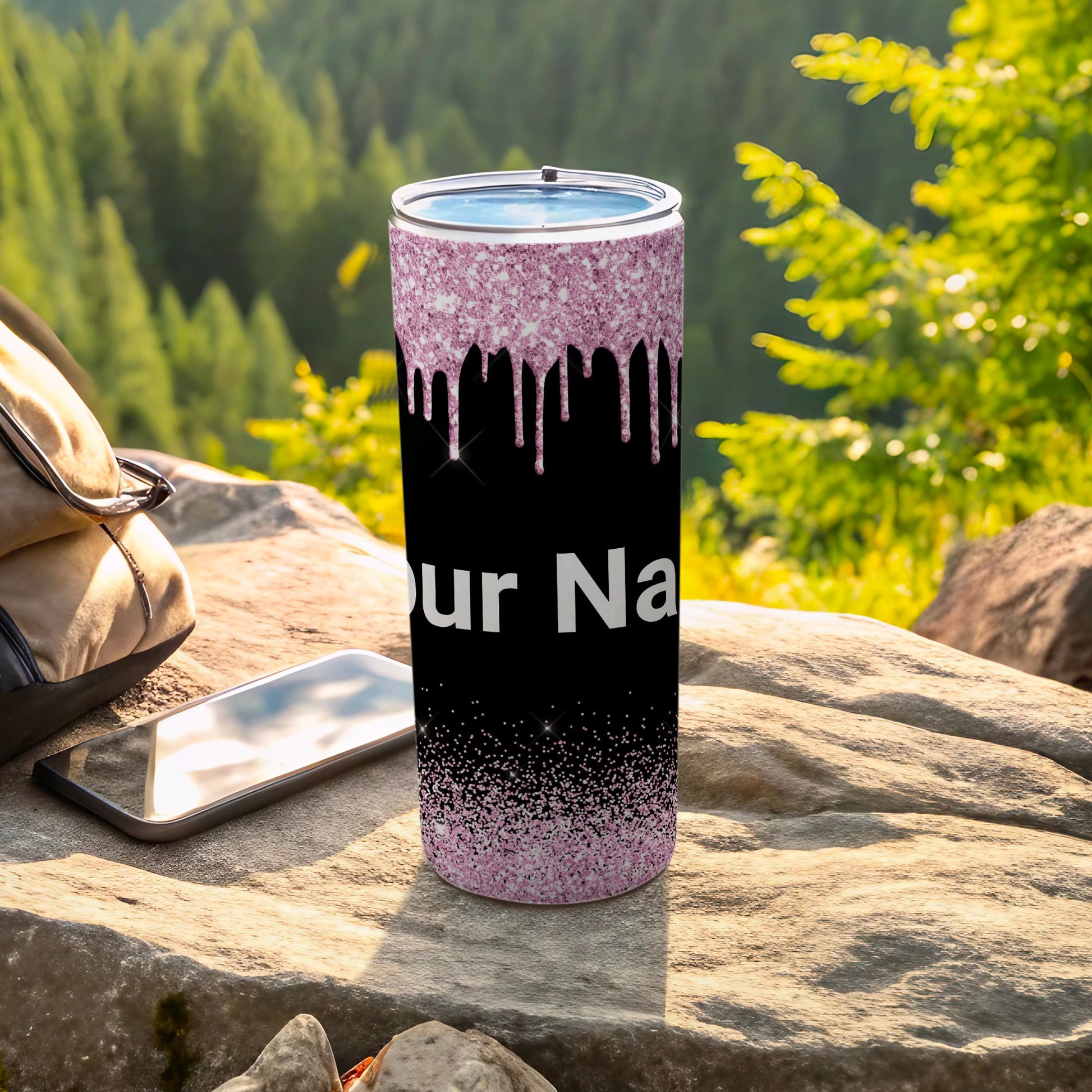 Glitter Drip Design Customizable Tumbler Product