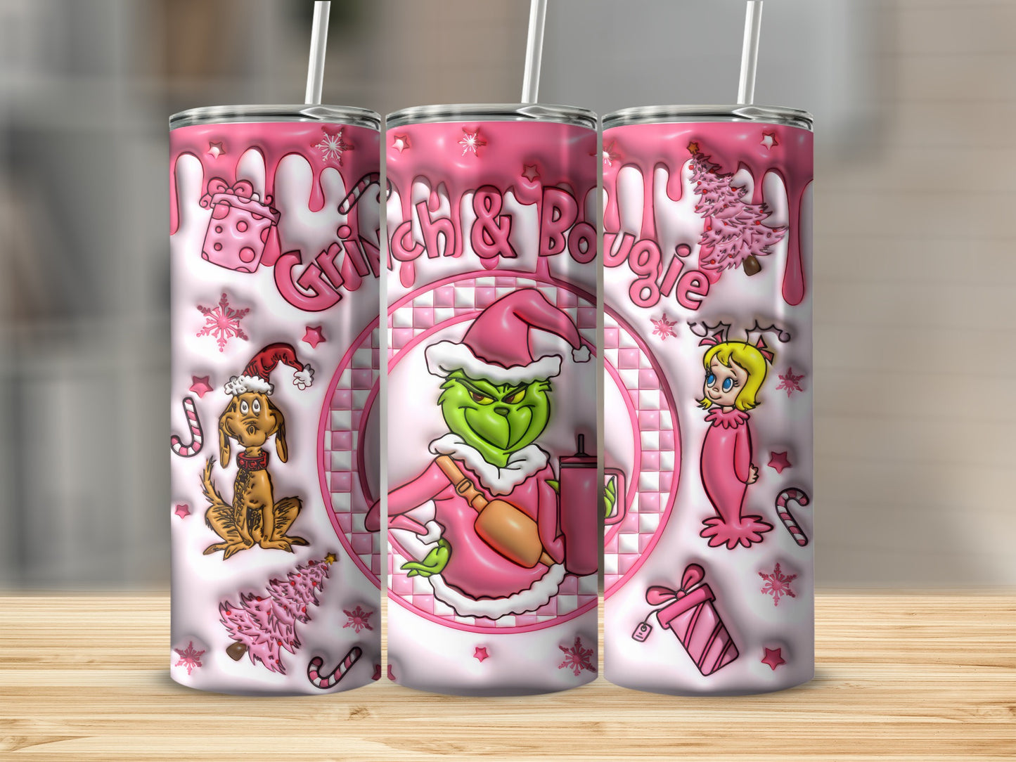 Grinch & Bougie Christmas Vibes Tumbler Cup