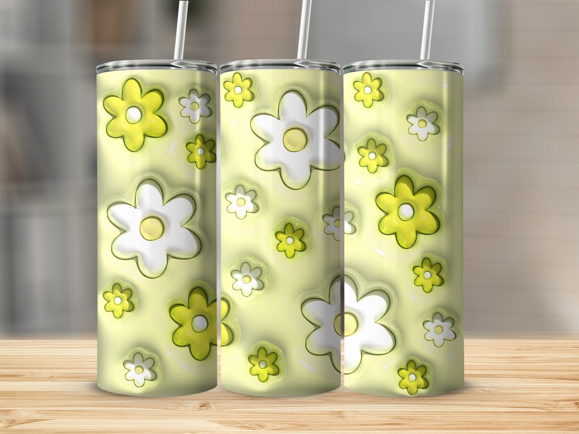 Floral Green and White Illustrated Tumbler Product