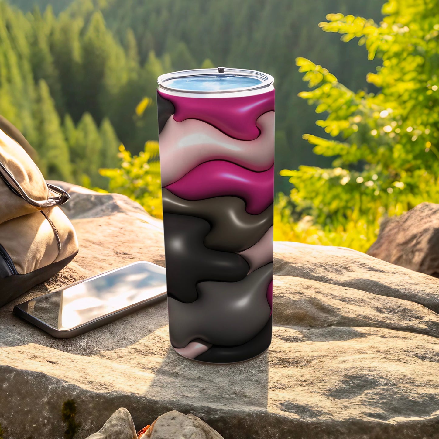 Magenta Black Light Pink Contoured Pattern Tumbler product type