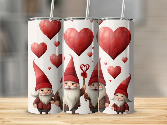 Adorable Gnome and Hearts Design on Tumbler