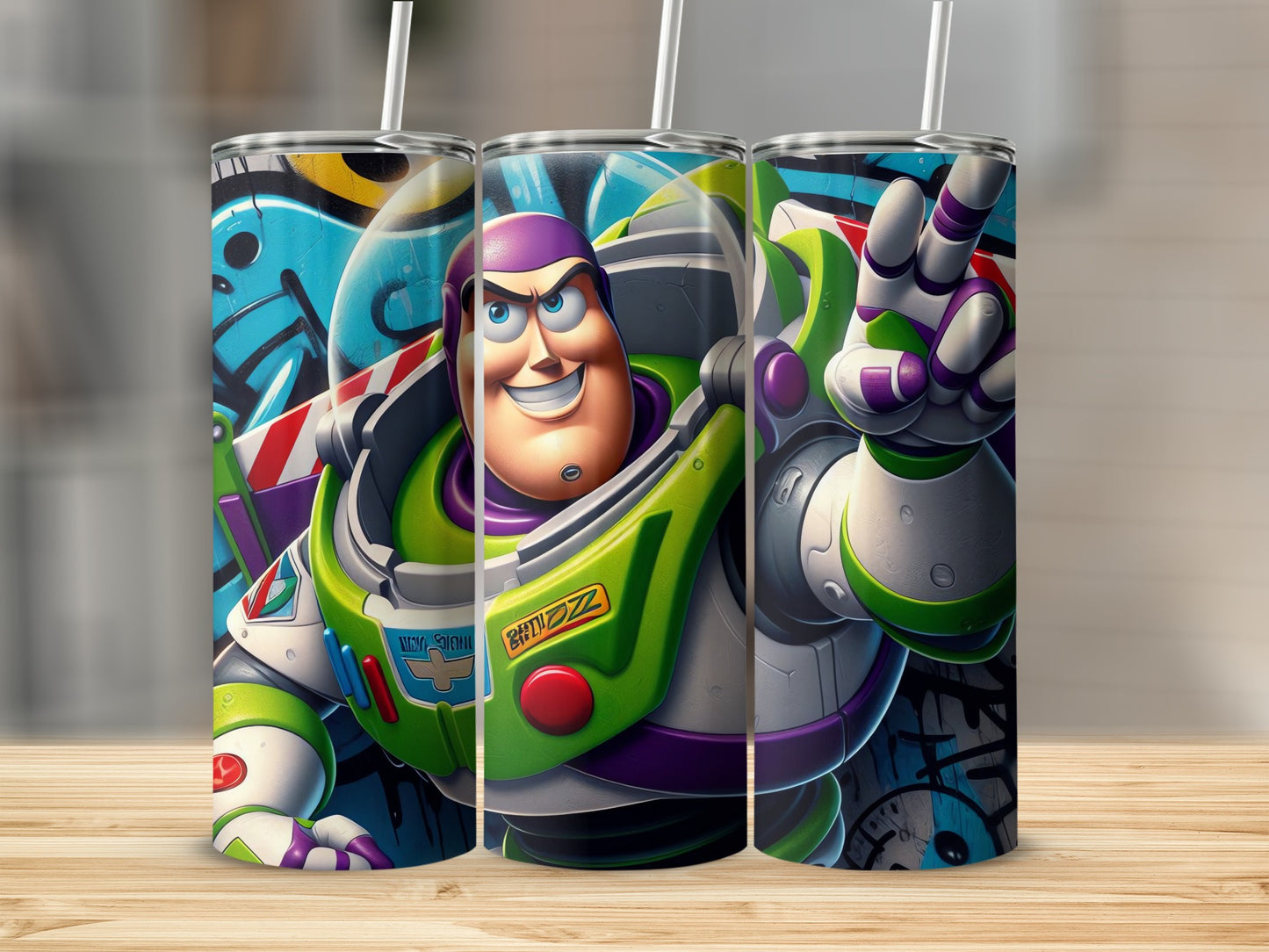 Buzz Lightyear Graffiti Art Double Wall Tumbler Cup