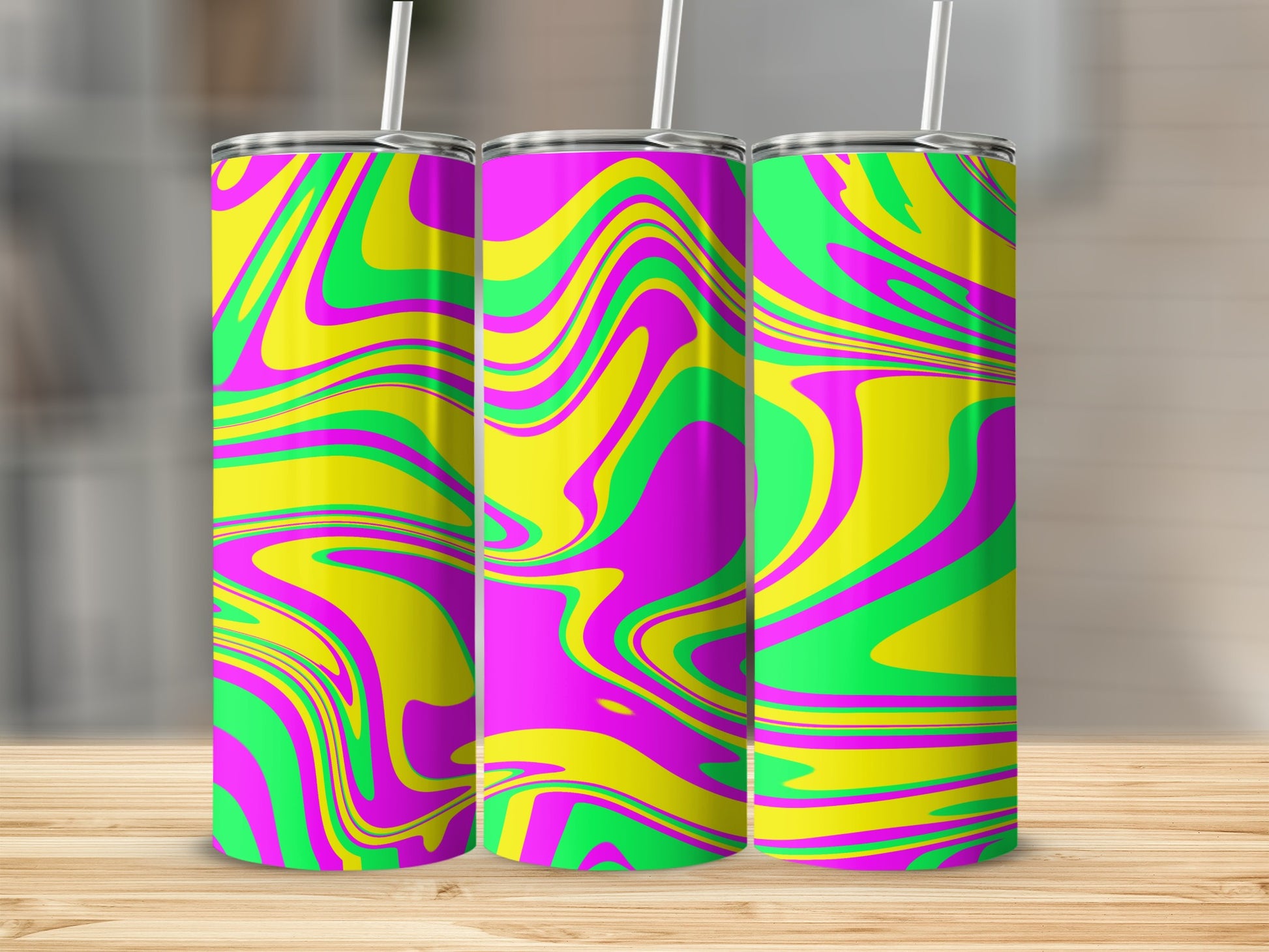 Bright Swirling Neon Colors Pattern Tumbler Product