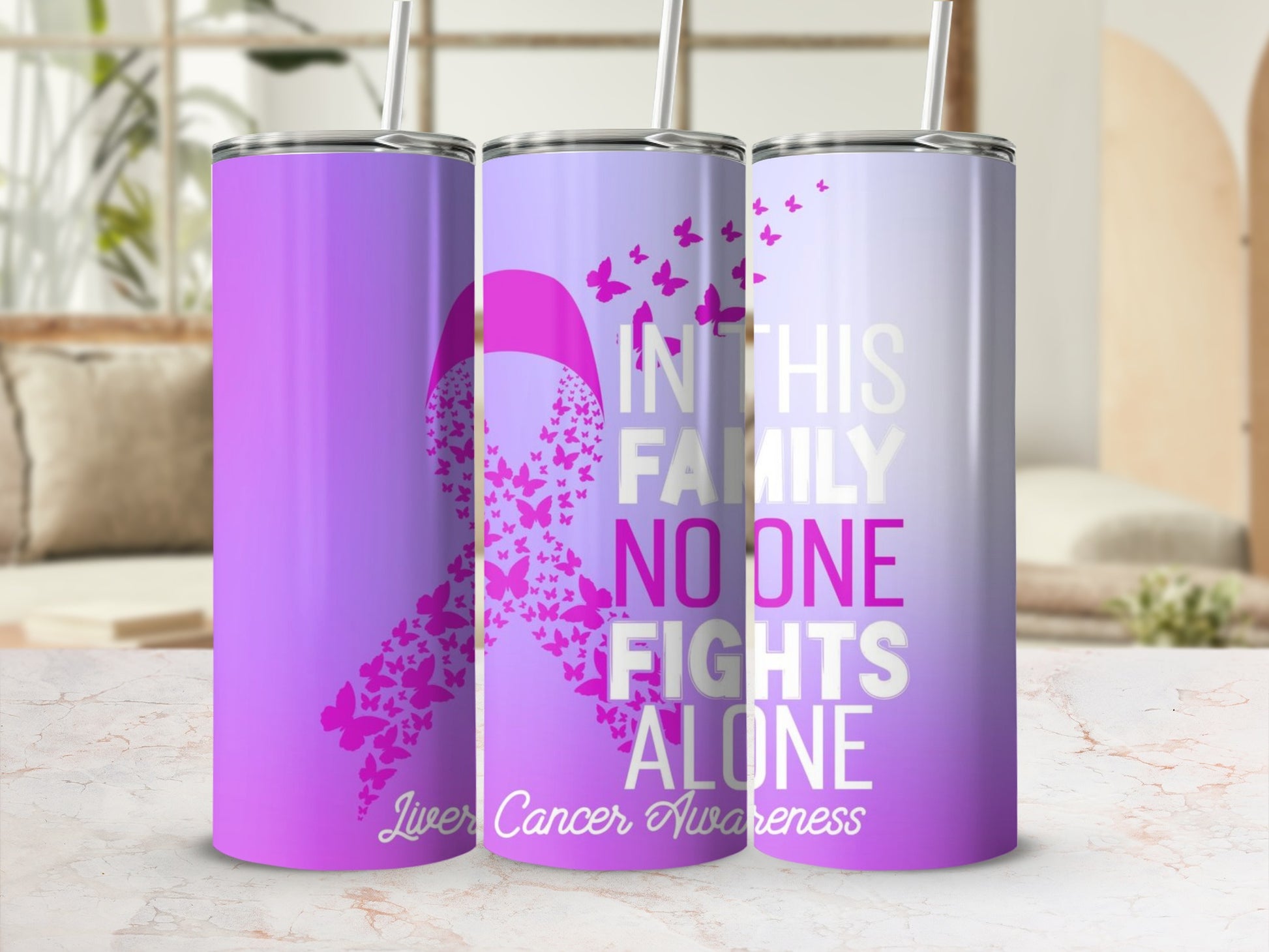 In This Family No One Fights Alone Cancer Awareness Cup