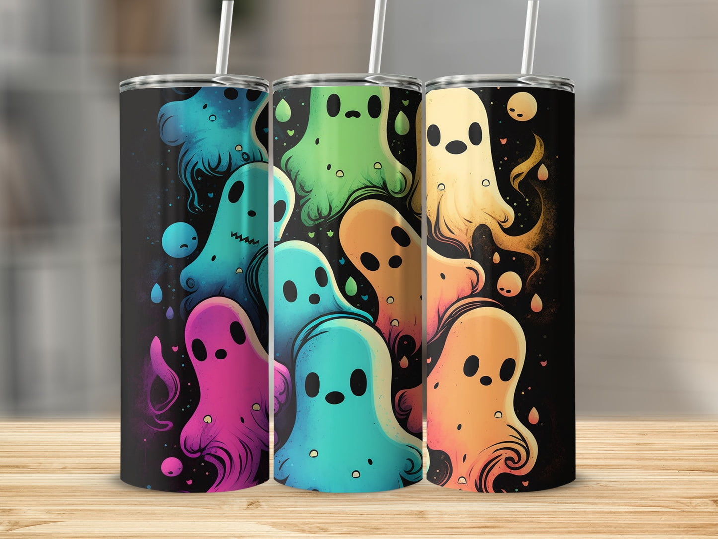 Colorful Cartoon Ghost Design Insulated Tumbler