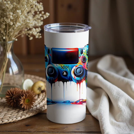 Vibrant Colorful Abstract Speaker Art Travel Tumbler