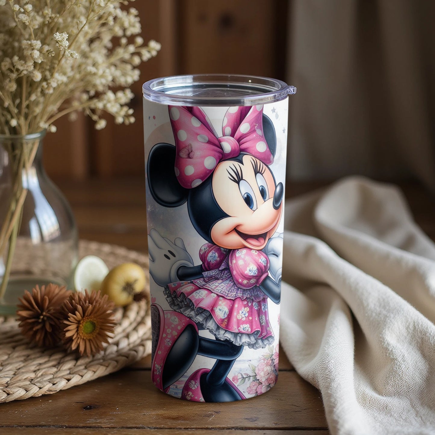 Minnie Mouse Tumbler with Cute Pink Bow Design
