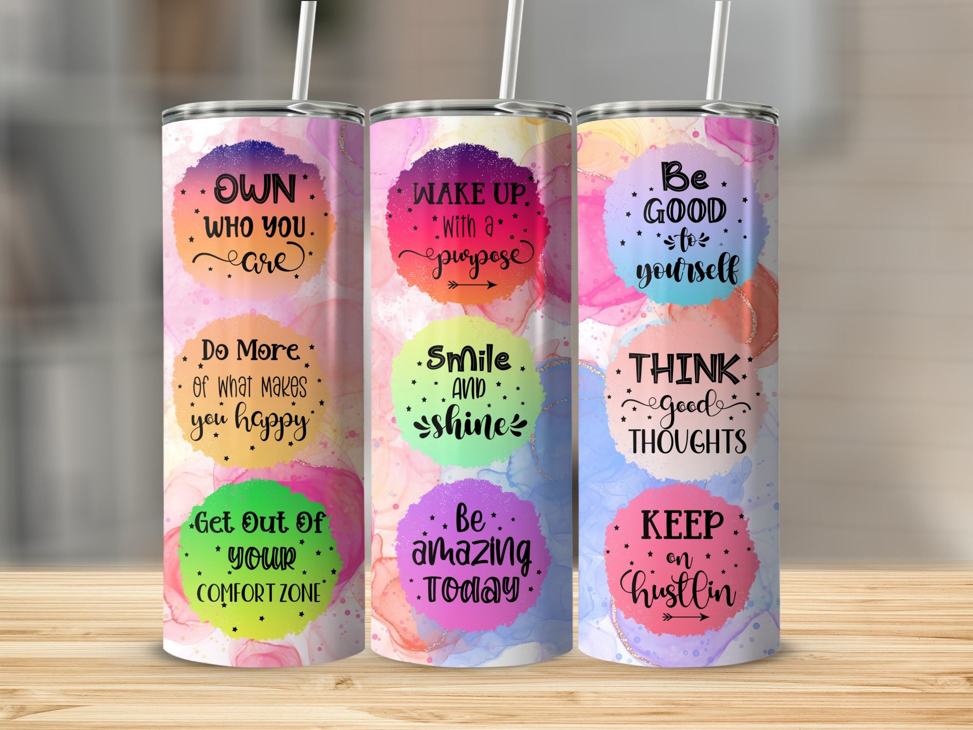 Colorful Motivational Quotes Tumbler Set for Inspiration