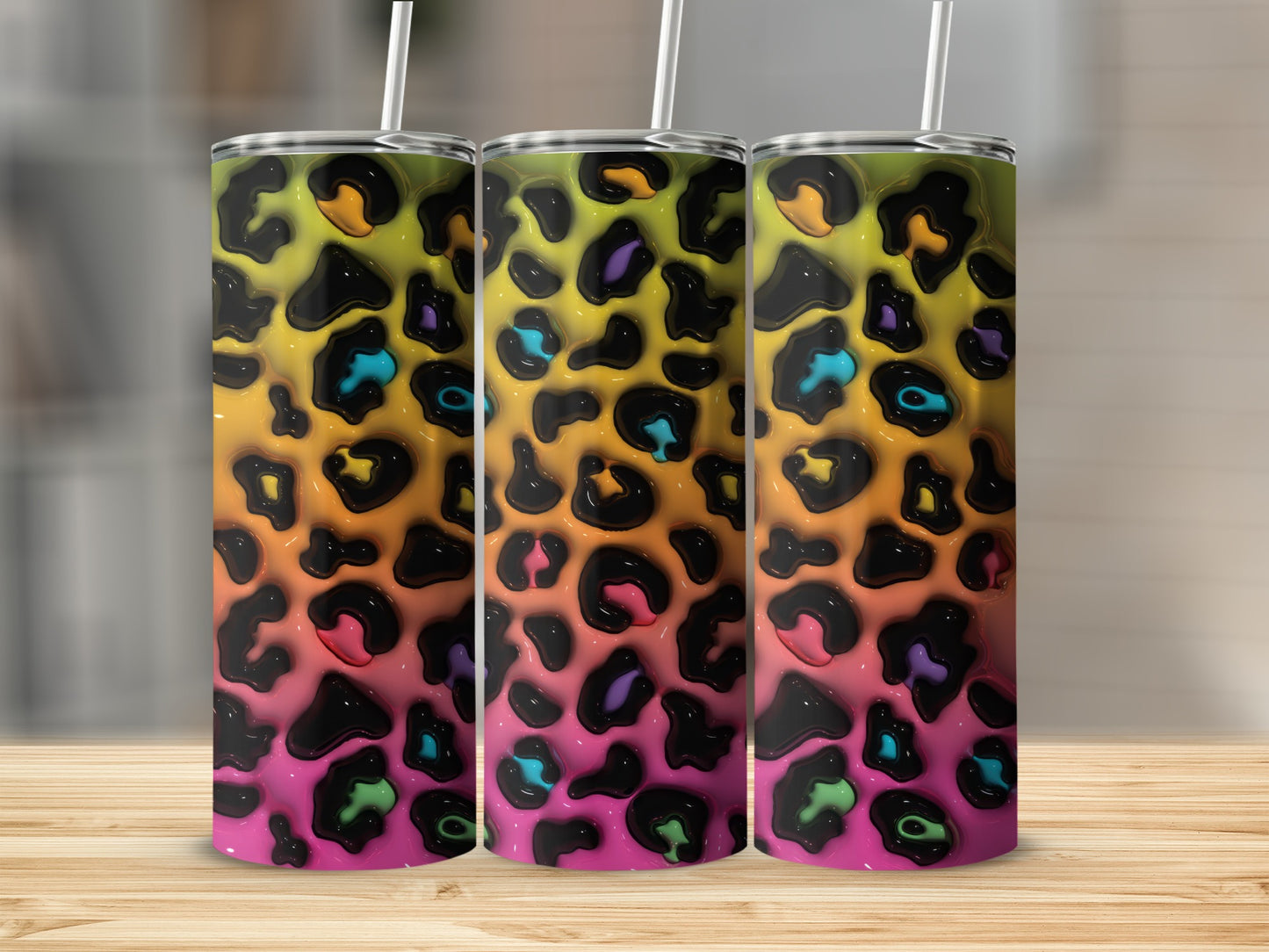 Vibrant Colorful Gradient Leopard Print Tumbler product type