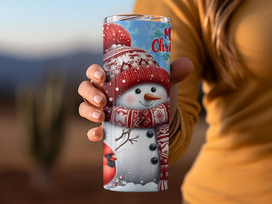 Festive Holiday Snowman Christmas Themed Tumbler Cup