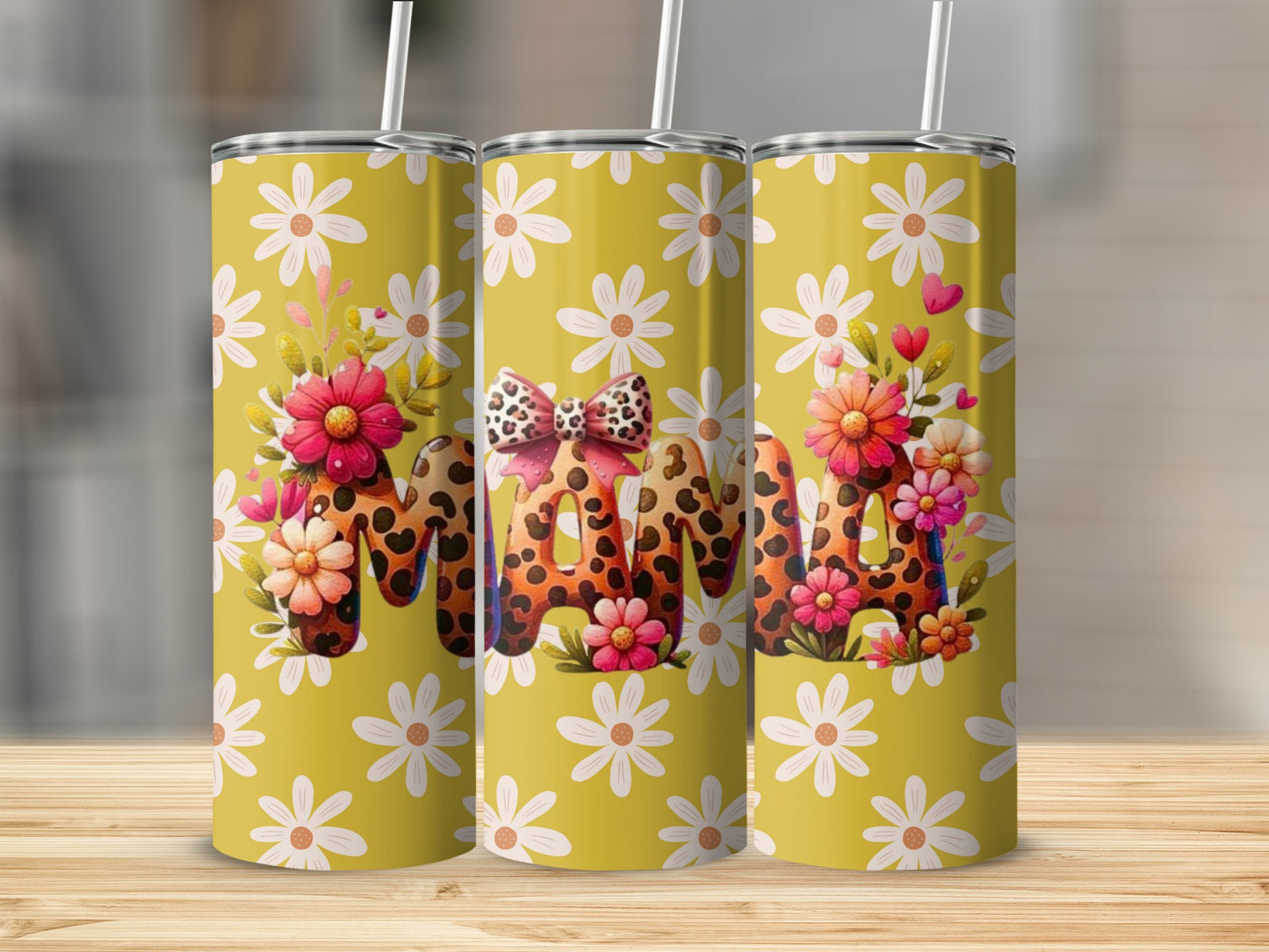 Floral Leopard Print MOM Design Tumbler 20oz